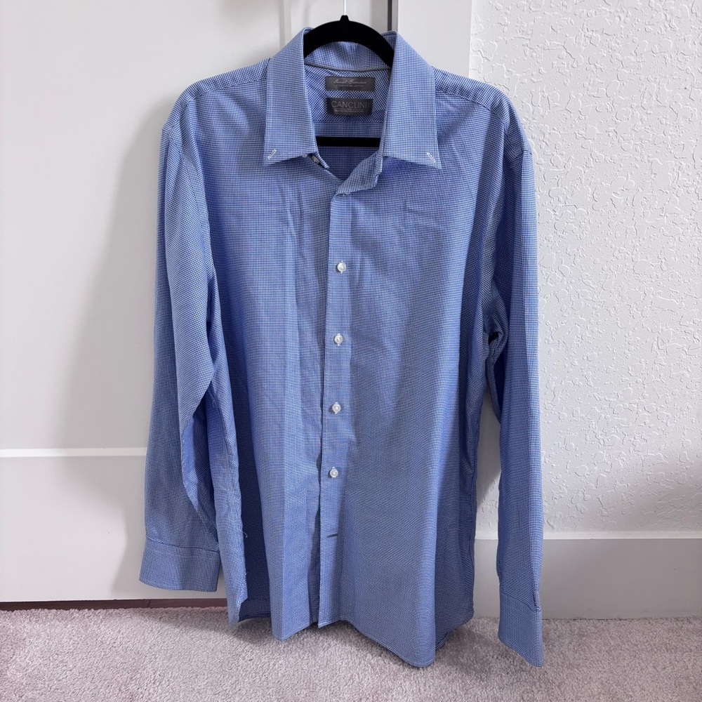 Daniel Cremieux Blue Houndstooth Long Sleeve Buttondown Shirt